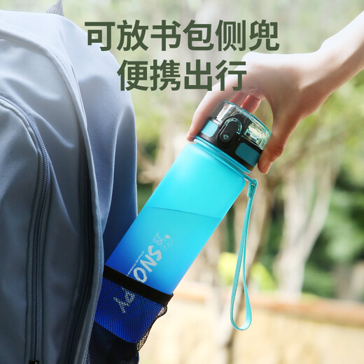 Snoopy (SNOOPY) children's water cup summer portable large-capacity drop-proof and leak-proof drinking cup for male and female primary school students one-click direct drinking cup blue