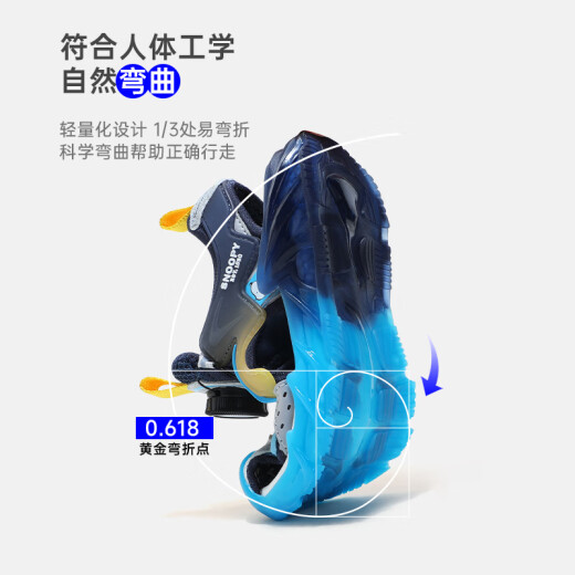 SNOOPY史努比童鞋男童包头凉鞋夏季男孩儿童轻便沙滩鞋潮3937黑绿27