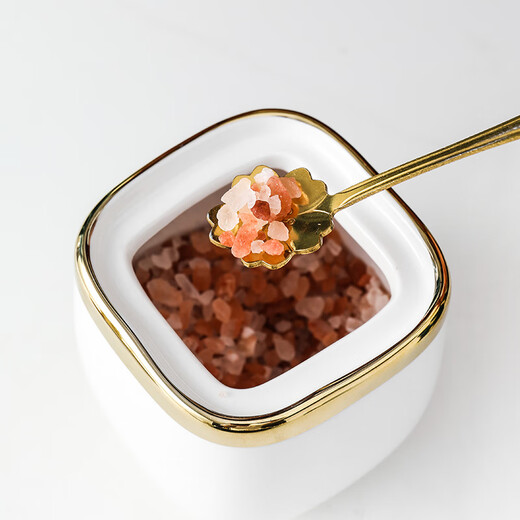 Mccarren single Nordic simple light luxury seasoning jar ceramic seasoning box seasoning bottle salt MSG jar kitchen household with lid square jar + emerald with 1 gold spoon + 1 ceramic spoon