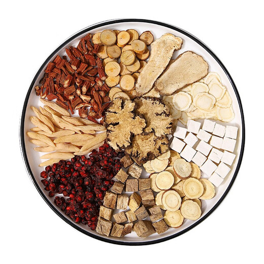 
The proportion of the original prescription of Wen Xiaoshu Santong Decoction Chinese medicinal materials ginseng Chuanxiong Ophiopogon japonicus danshen and kudzu root Schisandra chinensis Poria cocos cinnamon twig [7 bases 693 grams] Santong Decoction