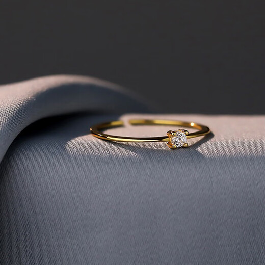 Su Shiliu 925 silver gold white zirconium ring for women simple fashion small fresh ring personalized open ring birthday gift girlfriend gold