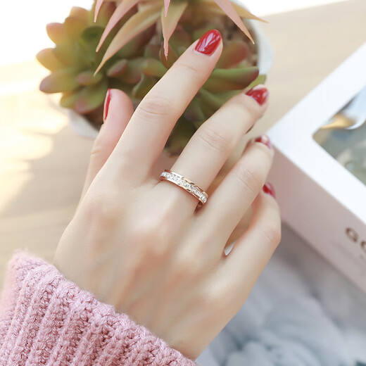 Fat Donglai same style 18k gold ring for women au750 18K gold AU750 rose gold baby's breath couple ring 2025 18K color gold baby's breath ring 4MM US size 5 country