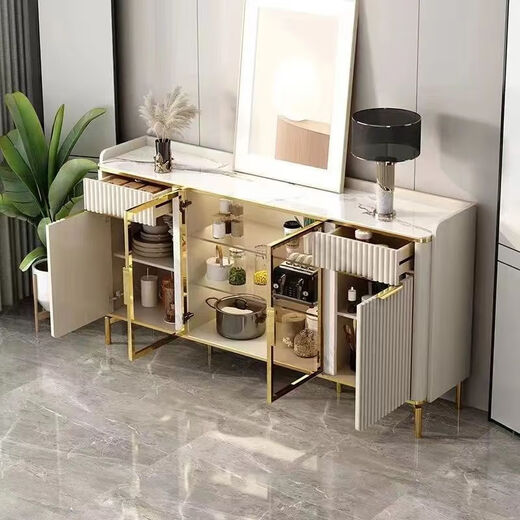 
Guisenbao (GUISENBAO) sideboard living room furniture shelves bookcase kitchen simple display cabinet storage cabinet cream style small apartment shoe cabinet Xingfu white 80*40*95 rock plate desktop package installation