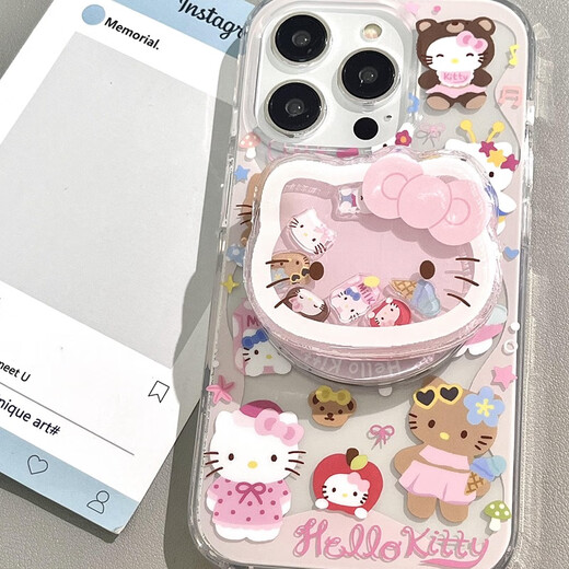 巴蒂尼 可爱粉色HelloKitty摇摇乐磁吸支架iPhone16promax新款16苹果15promax手机壳创意15小众13少女心 粉色Kitty磁吸壳+磁吸支架 iPhone 16