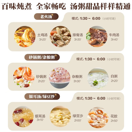 Supor quick-stew electric stew pot, electric casserole, electric stew pot, soup pot, purple clay pot, porridge pot, multi-functional porridge special pot, porridge artifact for 4-5-6 people, can be reserved and timed to keep warm, DG50YC872 purple clay stew pot 5L