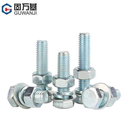 Guwanji 8.8 grade galvanized external hexagonal screws, bolts and nuts set, complete accessories combination, long screw, national standard fasteners, M10x130, 5 sets