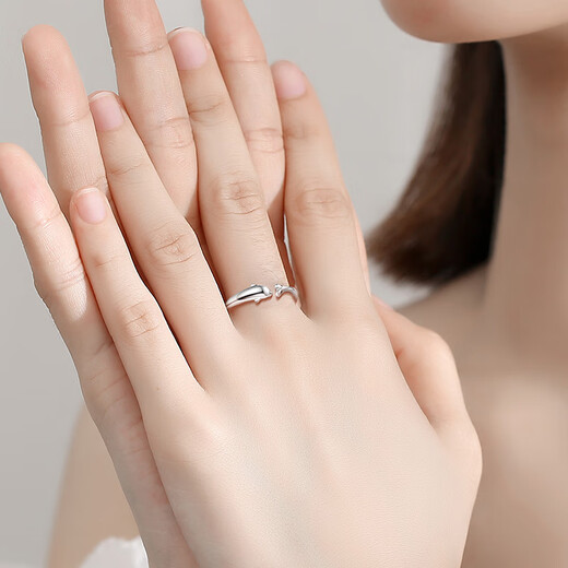 Misu platinum ring for women, PT950 platinum dolphin tail ring, live and adjustable, birthday gift for girlfriend, large size 2.2-2.4g + free engraving