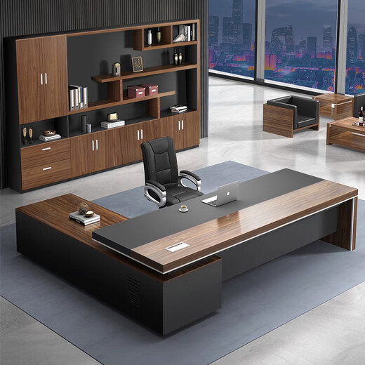 Huayi boss desk office desk simple modern president desk manager desk and chair combination boss desk furniture <thickness> 1.8 meters side cabinet
