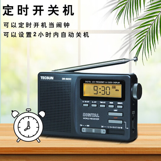 Radio portátil Tecsun DR-920C, pantalla digital de banda completa para personas mayores, control de reloj, examen de ingreso a la universidad nivel 4 y 6 de inglés, gris hierro