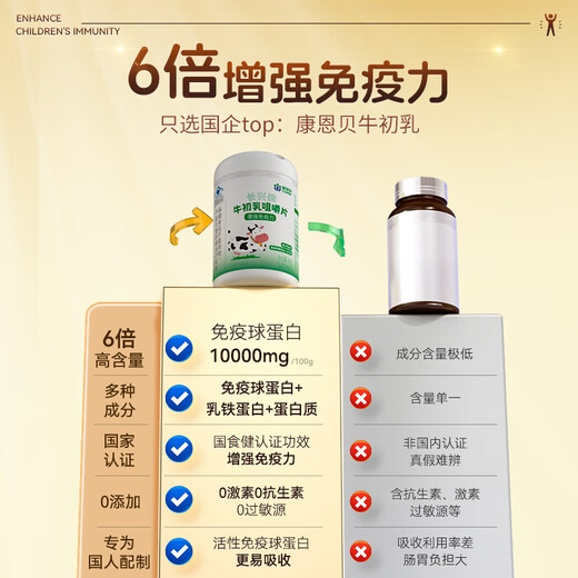 康恩贝牛初乳片免疫球蛋白提高免疫力增强免疫力和乳铁蛋白抵抗力