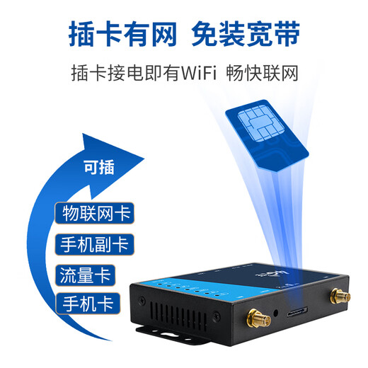 Enrutador inalámbrico Tuoshi red remota sim a wifi con cable China Unicom Telecom Internet de alta velocidad Netcom completo enrutador de tarjeta 4g grado industrial empresarial SMA primeras dos antenas LT220 carcasa de hierro pequeña cuatro antenas con equipo de puerto serie + sin paquete (tarjeta propia)