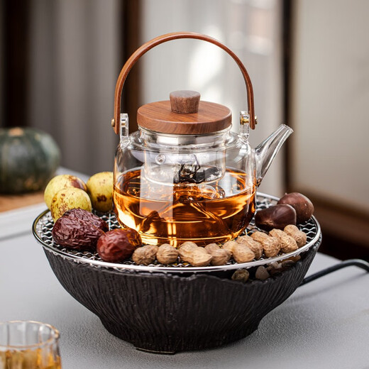 Gaoming (gaoming) electric stove for tea making at home, a full set of Internet celebrity electric ceramic stove for tea making, tea stove, Chinese style plug-in tea roasting set, pottery stone stove + grilling grid + plain style kettle 900ml