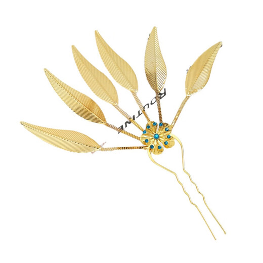 LEMIAO new Dai style hairpin for women peacock leaf hairpin alloy diamond-encrusted Thai ethnic style leaf hairpin accessories for women color