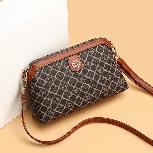 Changyin Fashion Mom Bag 2023 Chinese Valentine's Day Middle-aged Crossbody Bag Shoulder Small Bag Hand Clutch Bag Coin Mobile Phone Bag Brown