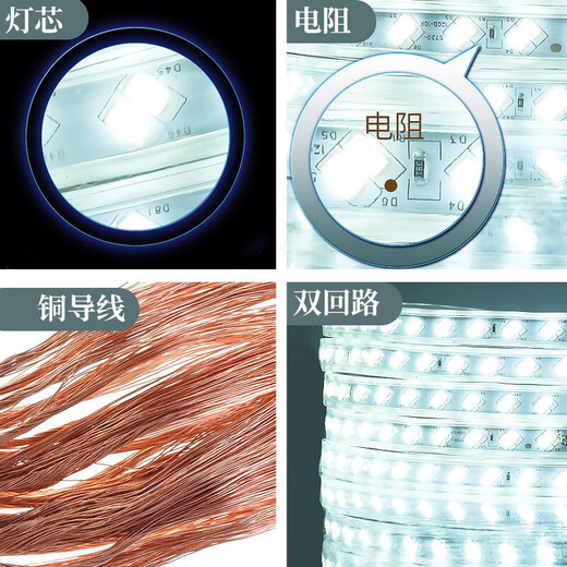 Fanyao Super Bright LED Light Strip Outdoor Waterproof Sun Protection Engineering Lighting Indoor Ceiling 52 Beads/M-White Light-100 Meters