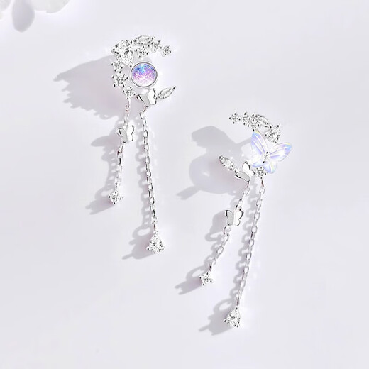 Su Shiliu butterfly earrings 925 silver earrings for women, high-end earrings, long tassel earrings, birthday gifts for girlfriends and wives, a pair of small fresh butterfly earrings