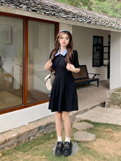 棠檀连衣裙2024夏装女新款遮肚子夏季显瘦两穿搭 黑色长款两1276 L 建议100-120斤
