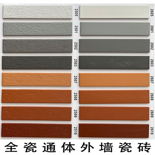 澳颜莱 农村外墙瓷砖 劈开砖红砖拉毛面60x240灰色青砖片别墅乡村农村房 全瓷砖平面2603 60X240