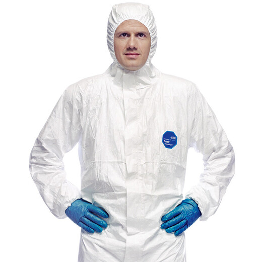 Tyvek DuPont Schutzkleidung 1422A (TBM001) Tyvek einteiliger, industrietauglicher Staubpartikel-Farbsprüh-Isolationskittel XL mit Kapuze
