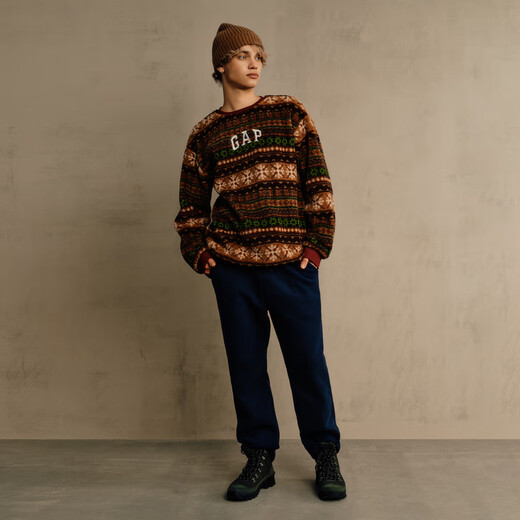 GAP Gap men's and women's autumn and winter imitation sherpa New Year couple's wear warm sweatshirt 676370