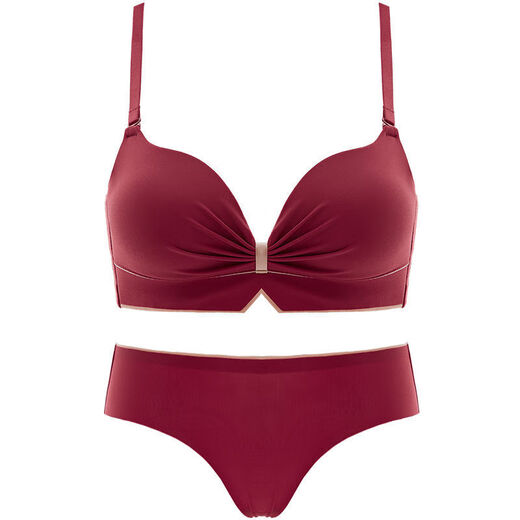 Victoria's elegant new red underwear for women, small breasts are gathered together to show the size of the secondary breasts, anti-sagging, zodiac year red bra set for wedding, burgundy set 36B=80B (set + exquisite packaging)
