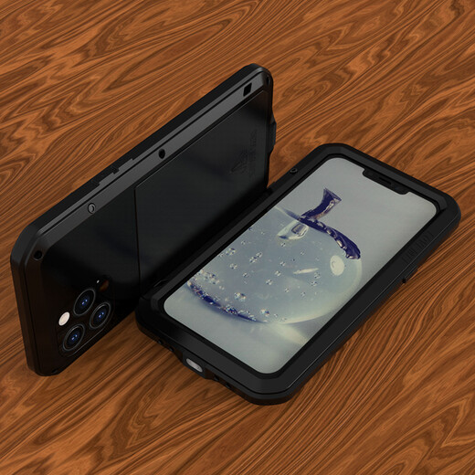 Lovemei iPhone13ProMax three-proof mobile phone case Apple 13Pro shatterproof screen all-inclusive anti-fall comes with dust plug iphone13Pro Max military green three-proof metal case