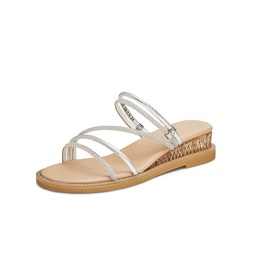 Tianmeiyi Slippers pour les femmes avec des bandes de forage flash de coin pour les sandales extérieures à la mode pour femmes