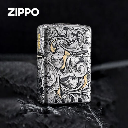 ZIPPO EDGE唐草打火机正版盔甲 错金银套壳大叶唐草DY9902JY 错金银套壳大叶唐草【新机无油】