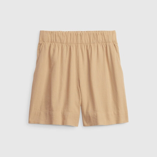 Gap Women's Summer Leinen hohe Taille A-Line Silhouette Trendy Shorts 582942 Loose Casual Hosen Hellbraun 160/70A (s)