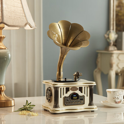 Otieno Antique Vinyl Phonograph Decorative Mini Rechargeable Bluetooth Speaker Retro Birthday Gift Home Ornament Dark Green Plug-in Rechargeable Free Music U Disk