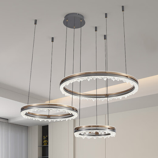 
Sendlanode light luxury chandelier living room headlights fashionable smart simple dining room bedroom LED chandelier 9721-8+6+4 eccentric circle