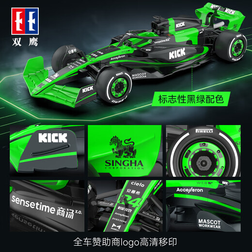 DOUBLE E双鹰遥控玩具跑车F1索伯车队赛车C44成人高难度男孩玩具礼物收藏 E733-001绿色