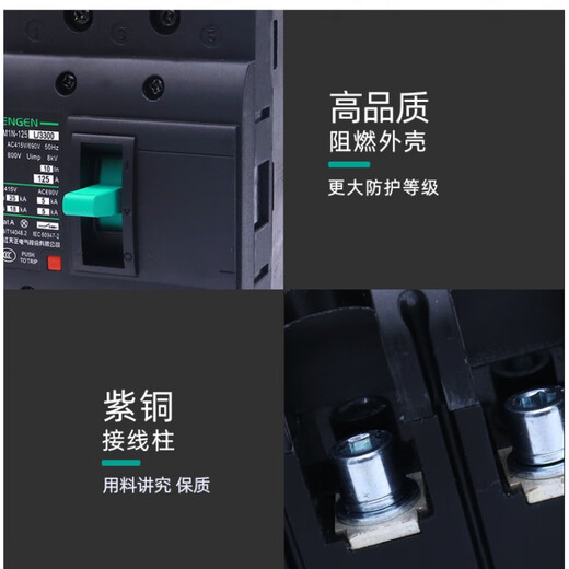 天正电气TENGENTGM1N塑壳断路器总闸开关100A12250A400A63 TGM1N-63L/330063A以下(备注)