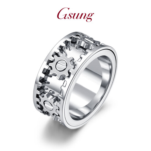 GsunG platinum ring men's new rotating gear ring PT950 men's and women's platinum ring fashionable and elegant ring ring. Priced by gram. Contact before bidding.