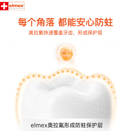ELMEX EMI Fluoride Pasta de dientes infantiles de 0 a 6 años Cepillo de dientes anti-Cast Orafluoride Orafluoride Set
