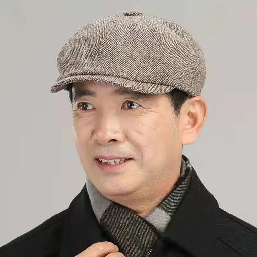 Tuzun beret dad hat autumn and winter old man's hat men's middle-aged spring and autumn old man's middle-aged and elderly octagonal hat dark gray