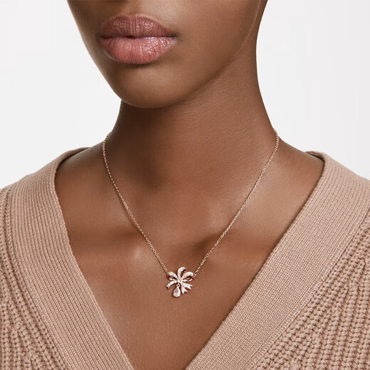 SWAROVSKI HYPERBOLA FIGURATIVE necklace small heart silk women rose gold plated 5656741