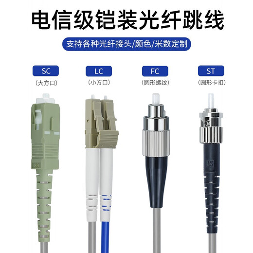 Uplian Gigabit Rat-Arof Armored Multimode Fiber Fiber Latter LC-LC Duplex Fibre LC-SC-FC-ST avec câble de queue annulaire en acier