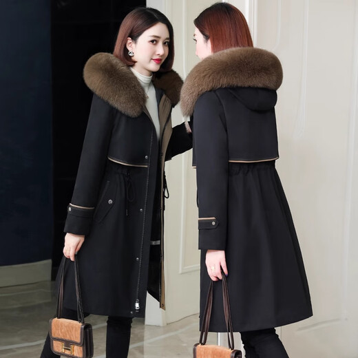 
IELTS McParse Women's Coat 2023 Winter New Fox Fur Collar Otter Rabbit Fur Removable Inner Haining Fur Jacket Green [Green Fox Fur Collar] Below s105