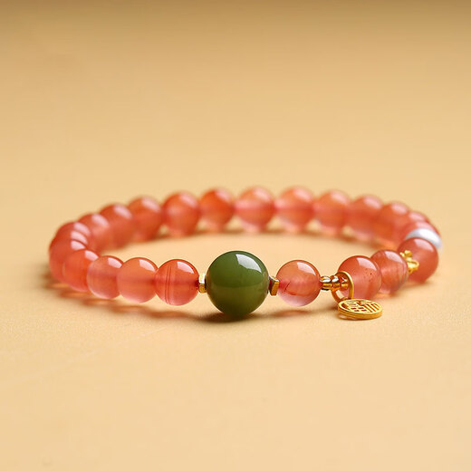 Bao Xin Fanrui BOSFRU Ice Piao Nan Red Bracelet Women's Freshwater Pearl Single Lucky Brand Bracelet Light Luxury Agate Auspicious Gift for Girlfriend Cultural Toy Collection Nanhong Jasper Lucky Brand Bracelet Bead Diameter About 7mm