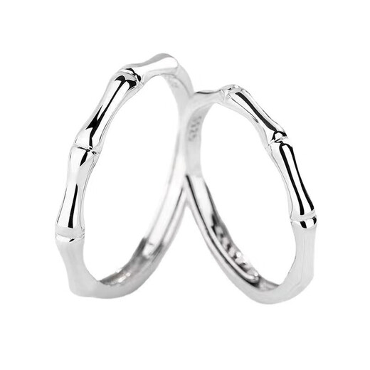 Wash your hands and don't take them off S925 silver bamboo ring, simple niche cold style couple ring, male and female pair, bamboo ring J032 couple pair, opening adjustable