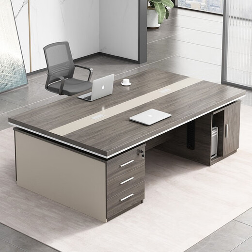 Boxen Boss Desk Double Desk Face to Face Combination Financial Desk Staff Desk Employee Desk Opposite Two Computer Desk 1.6 Meter Double Black Oak
