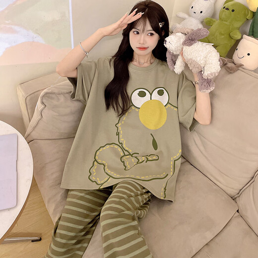 Junjunsui Dimei Pajamas para mujeres Pantalones puros de algodón puro Pantalones de manga corta Spring y otoño Gran tamaño 200 Jin [Jin equivale a 0.5 kg] Summer Student Student Clothing Conjunto de ropa a corta duración de longitud 671 Dingdang Cat 2xl grande (150-170 Jin [Jin es igual a 0.5 kg])