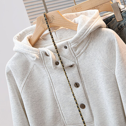 Sibaishe hooded sweatshirt 2025 new winter wear women's loose style flesh-covering plus velvet warm short top