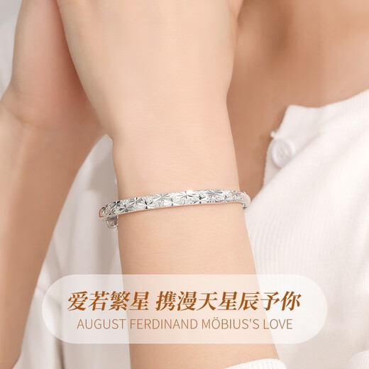 中国黄金（CHINA GOLD）满天星足银手镯子女生实心生日礼物送女友老婆纪念日 满天星手镯【15g】-京速达