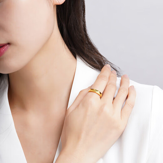 Old temple gold ring with geometric facets, living ring, wedding ring, couple's birthday gift for girlfriend, wife