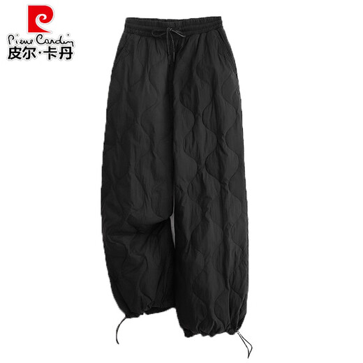Pierre Cardin women's down pants for outer wear in winter 2025 new fat quilted thickened cotton pants minus 40 degrees cold weather pants black L recommended 115-130 Jin Jin equals 0.5 kg