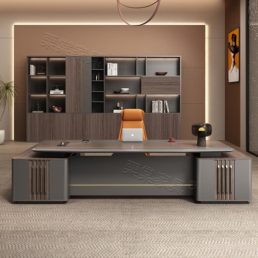 High-end light luxury boss desk office chair combination simple modern president desk executive desk supervisor manager desk 2.8m luxury double cabinet + chair + 3.2m file cabinet