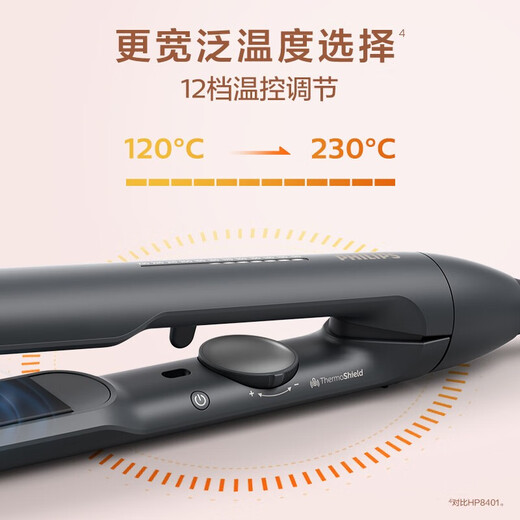 Philips straightener clamp straightening rod, dual-purpose curling, intelligent temperature control technology, reduce heat damage, negative ion curling rod straightening plate clamp, intelligent temperature control small skateboard-black [negative ion maintenance] 25mm