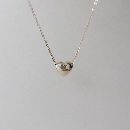 Baozha Jumei Korean gold 14K gold necklace heavy industry plain gold glossy single heart-shaped love peach heart pendant clavicle chain necklace one piece